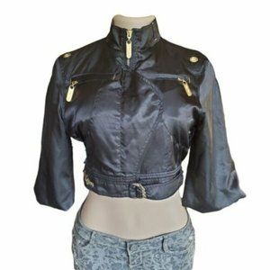 Apple Bottoms Black Retro Bomber Half Jacket XL